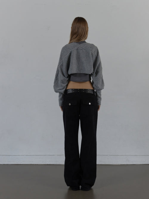 LINE  BOOTCUT PANTS / BLACK
