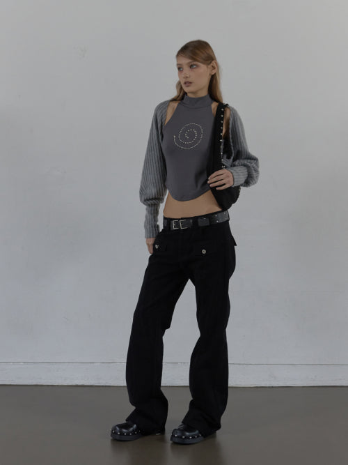 LINE  BOOTCUT PANTS / BLACK