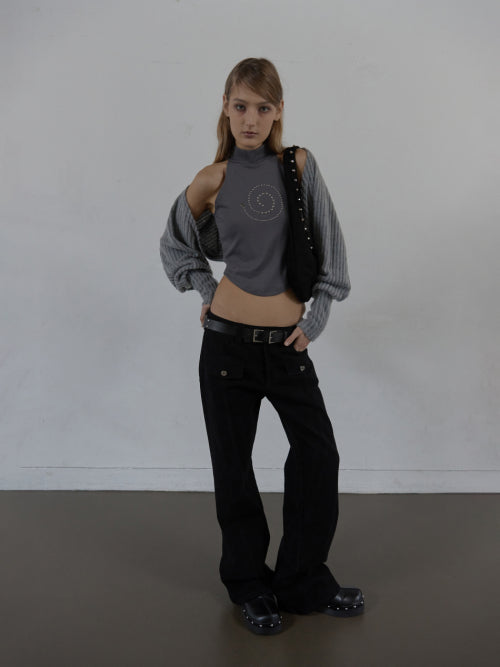LINE  BOOTCUT PANTS / BLACK
