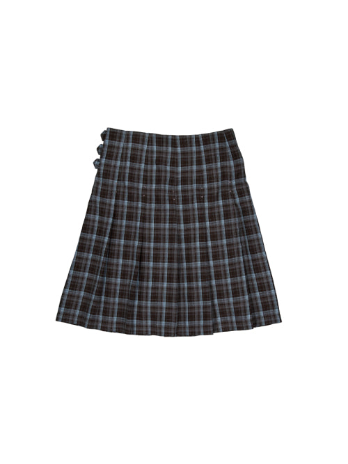 CHECK BUCKLE WRAP SKIRT / BABY BLUE