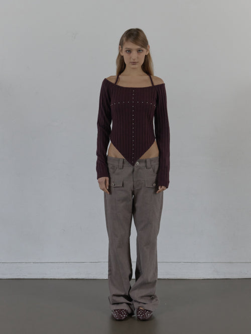 WESTERN CROSS TOP / BURGUNDY