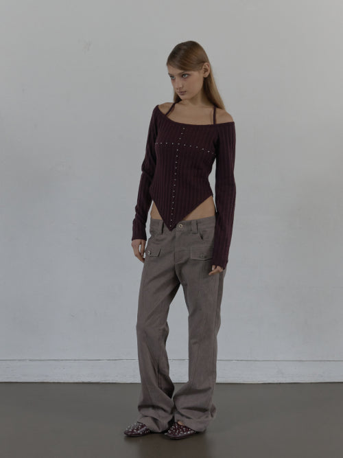 WESTERN CROSS TOP / BURGUNDY