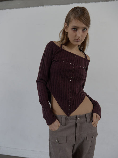 WESTERN CROSS TOP / BURGUNDY