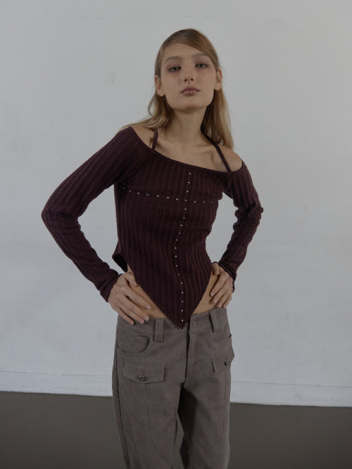 WESTERN CROSS TOP / BURGUNDY