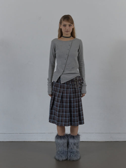 STAR BUTTON TOP / MELANGE GRAY