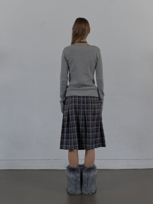 STAR BUTTON TOP / MELANGE GRAY