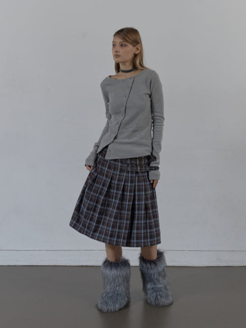 STAR BUTTON TOP / MELANGE GRAY