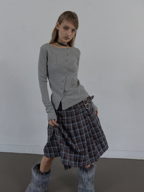 STAR BUTTON TOP / MELANGE GRAY
