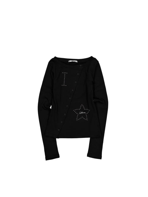 STAR BUTTON TOP / BLACK