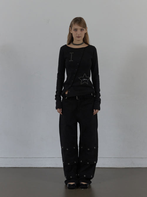 STAR BUTTON TOP / BLACK