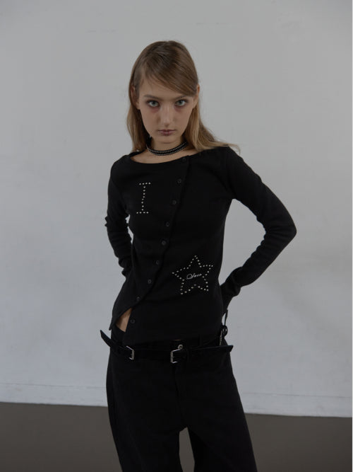 STAR BUTTON TOP / BLACK