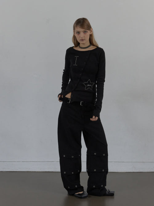 STAR BUTTON TOP / BLACK