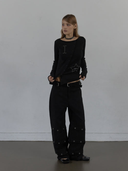 STAR BUTTON TOP / BLACK