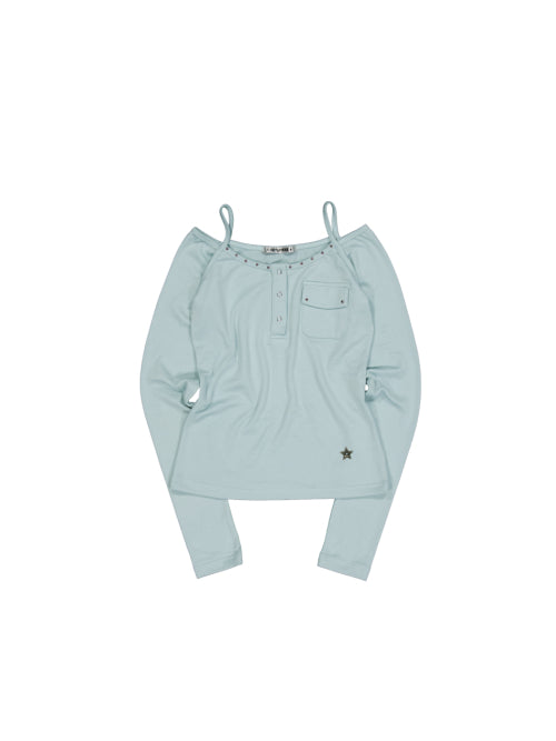SLEEVELESS LAYERED TOP / LIGHT BLUE