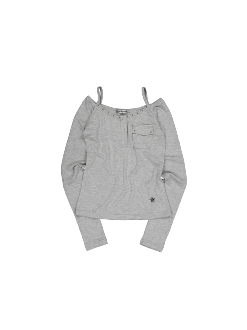 SLEEVELESS LAYERED TOP / MELANGE GRAY