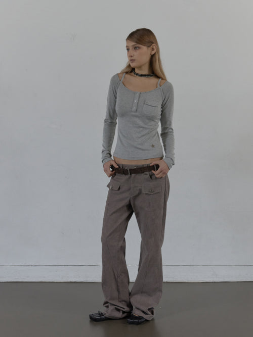 SLEEVELESS LAYERED TOP / MELANGE GRAY