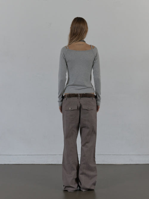 SLEEVELESS LAYERED TOP / MELANGE GRAY