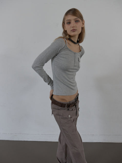 SLEEVELESS LAYERED TOP / MELANGE GRAY