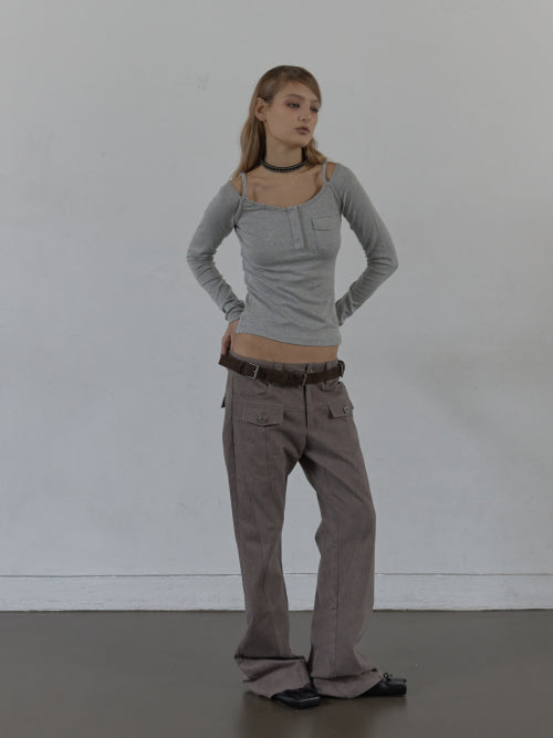 SLEEVELESS LAYERED TOP / MELANGE GRAY