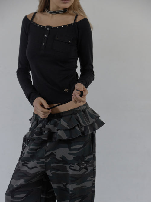 SLEEVELESS LAYERED TOP / BLACK