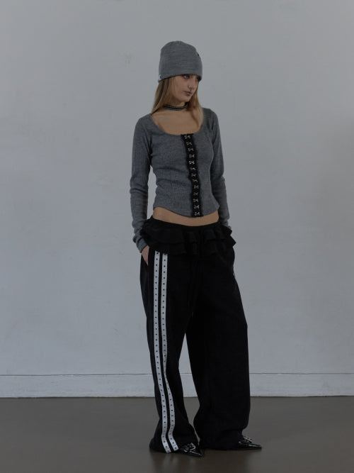 HOOK LONG SLEEVE TOP / CHARCOAL