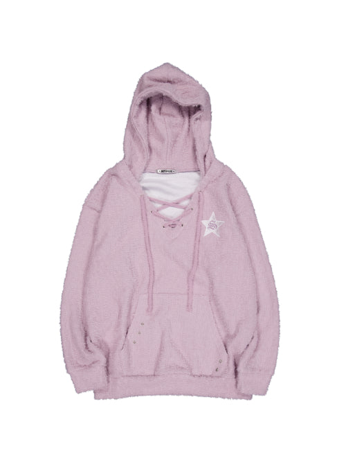 HAIRY V-NECK HOODIE / LILAC