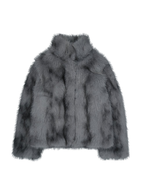 FAUX FUR JACKET / CHARCOAL