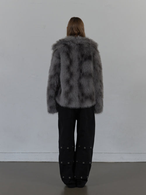 FAUX FUR JACKET / CHARCOAL