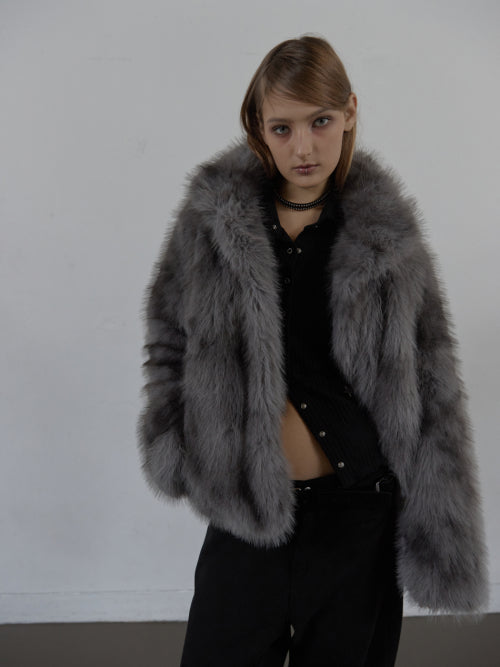 FAUX FUR JACKET / CHARCOAL