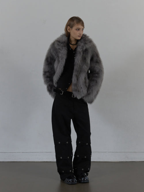 FAUX FUR JACKET / CHARCOAL