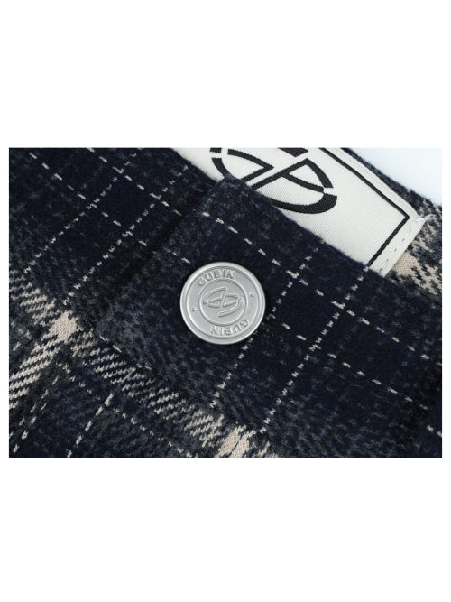 (W) Star rivet checkered wool pants