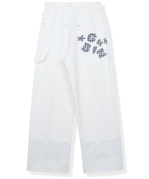 (W) Checked applique cotton pants