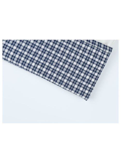 (W) Checked applique cotton pants