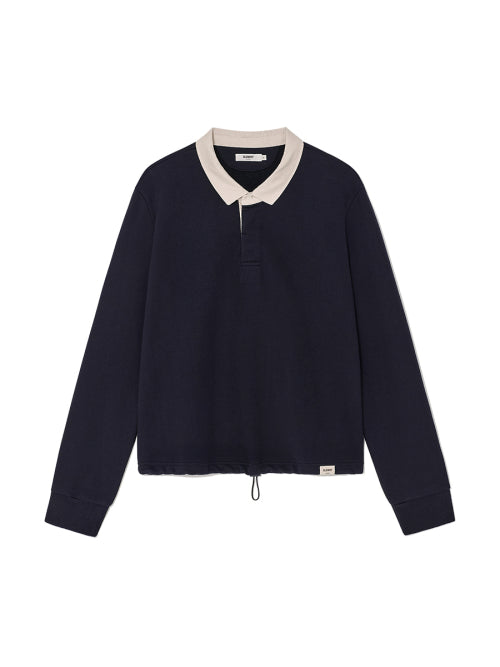G CONTRAST POLO LONG SLEEVE (NAVY)