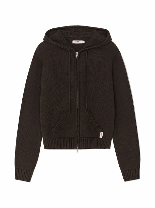 G CLASSIC KNIT ZIP UP (BROWN)