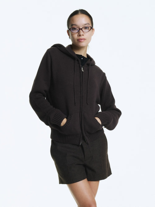 G CLASSIC KNIT ZIP UP (BROWN)