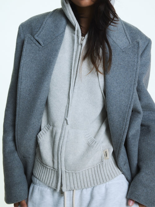 G CLASSIC KNIT ZIP UP (GRAY)