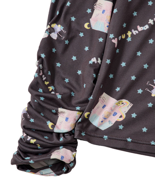 High Neck Shirring Tee_Dog Choco