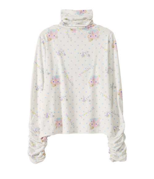 High Neck Shirring Tee_Dog White