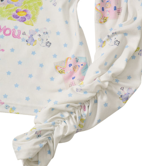 High Neck Shirring Tee_Dog White
