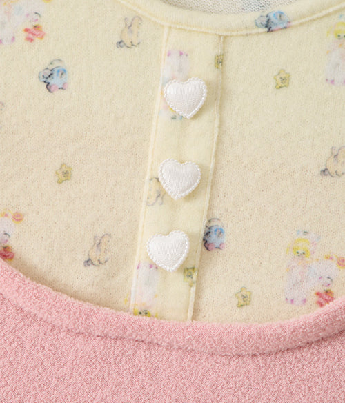Heart Button Layered Long Sleeve