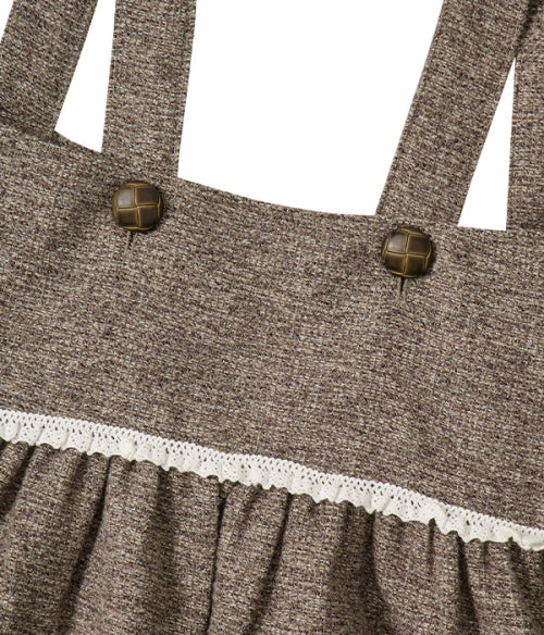Buttoned Wool Sleeveless Dress_Beige