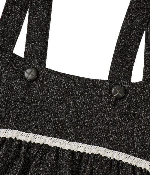 Buttoned Wool Sleeveless Dress_Charcoal