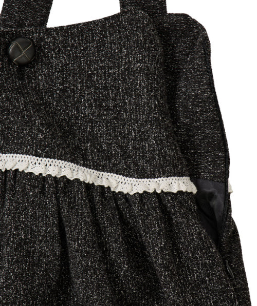 Buttoned Wool Sleeveless Dress_Charcoal