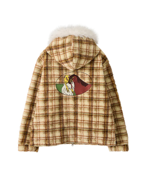 Check Fur Hood Jumper