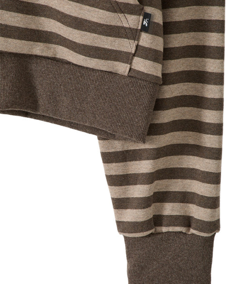 Lace Frame Stripe Hood Zip-Up_Brown