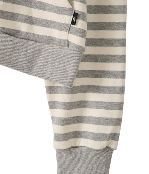 Lace Frame Stripe Hood Zip-Up_Light Gray