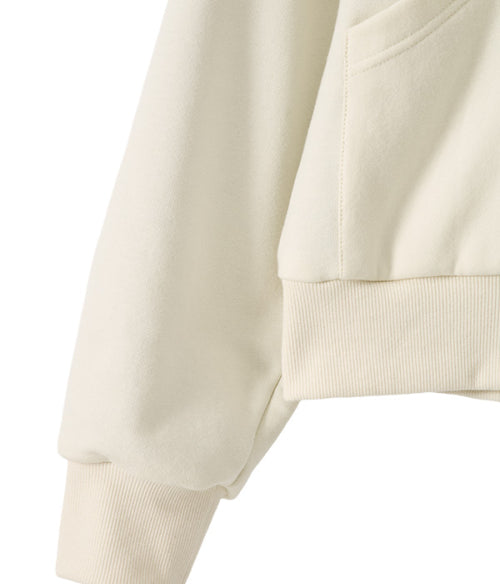 Toggle Button Fur Hood Zip-Up_Ivory