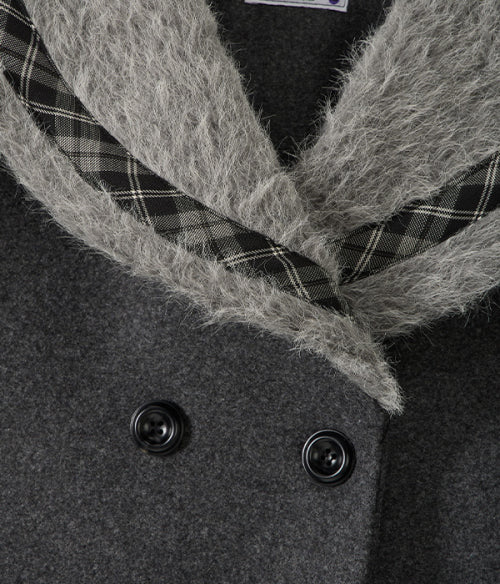 Fur Sailor Collar Wool Coat_Charcoal