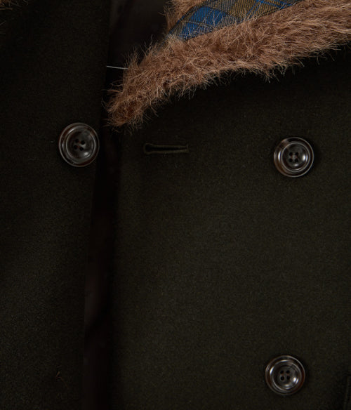 Fur Sailor Collar Wool Coat_Khaki